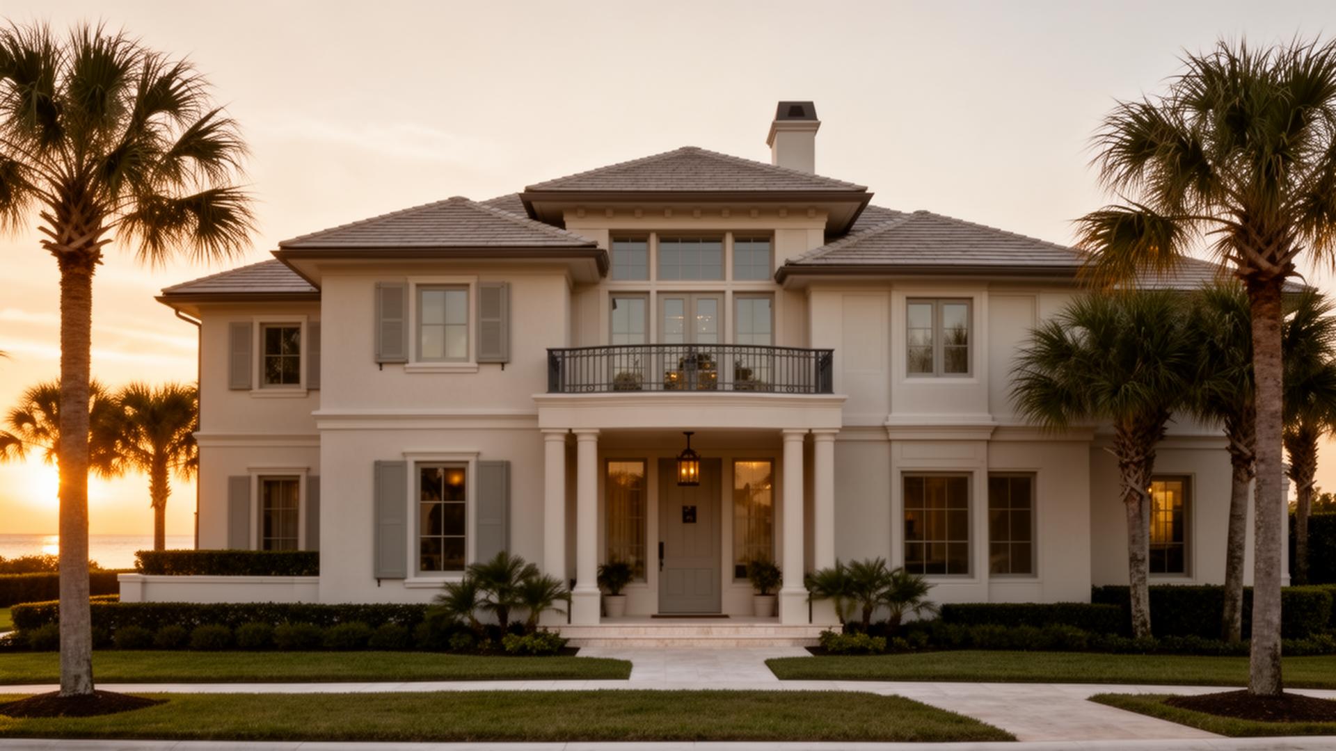 Florida coastal vacation-rental home at golden hour